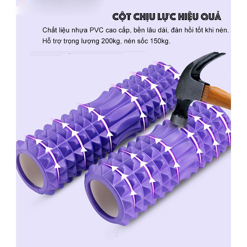 Con lăn cột sống Foam Roller Massage gai 45*13 cm- Ống Lăn Dãn Cơ Tập Gym, Yoga, Thể Hình