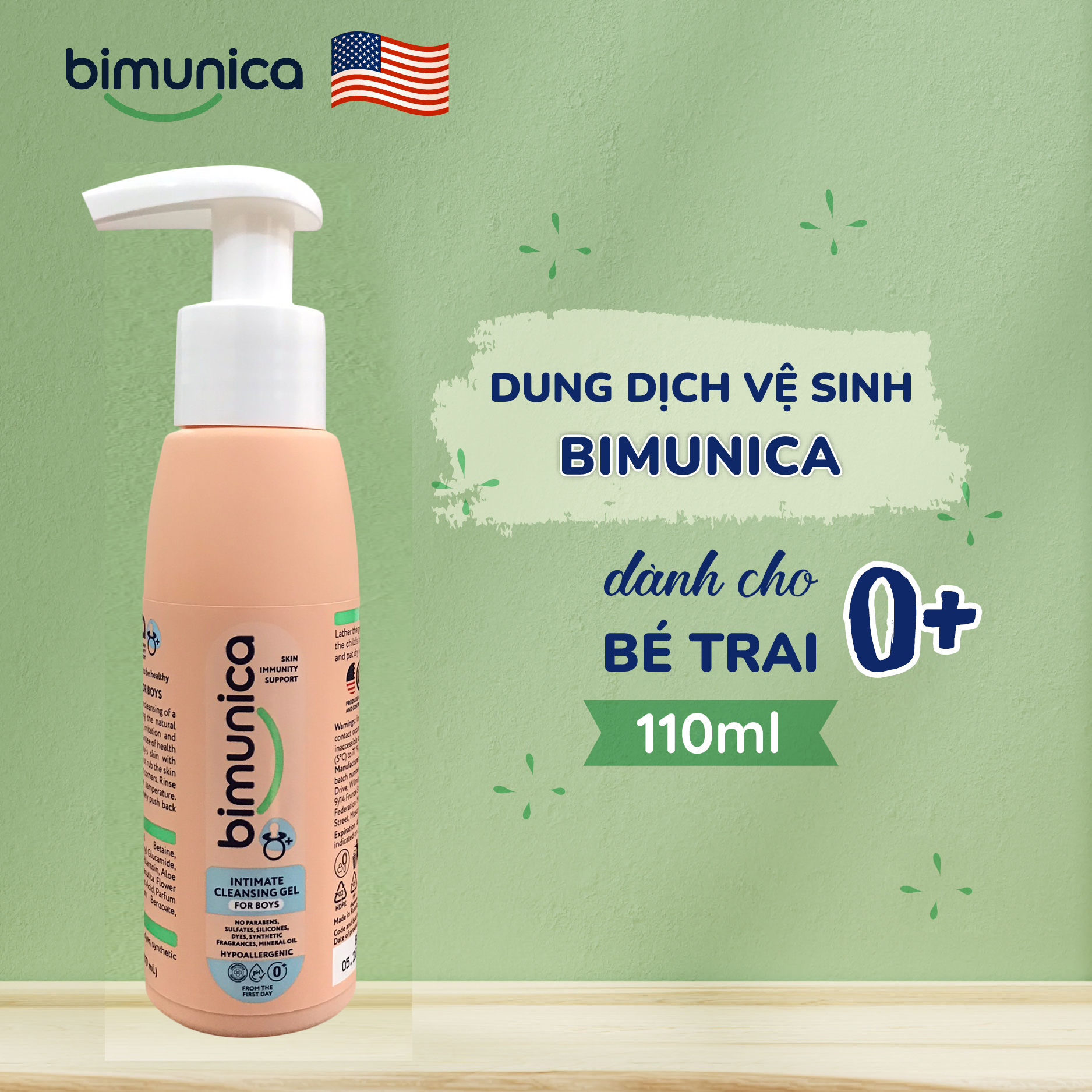 Dung Dịch Vệ Sinh Cao Cấp BIMUNICA Cho Bé Trai Từ 0 Tháng Tuổi - 250ml Kháng Khuẩn Chống Viêm Tăng Đề Kháng