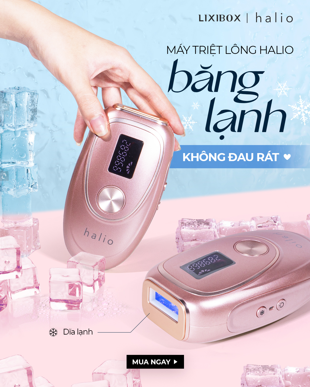 Máy Triệt Lông Băng Lạnh Trẻ Hóa Da Halio IPL Cooling Hair Removal Device 999999 Xung Ánh Sáng