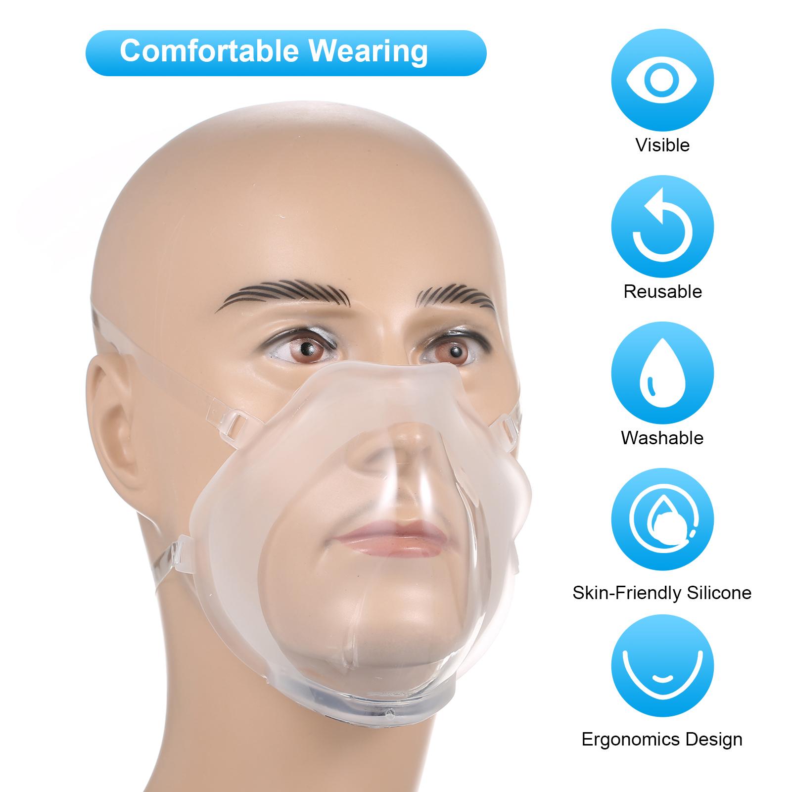 Transparent Face-Mask Reusable Face Protection Clear Face Shield Anti-Fog Visible Silicone Facial Cover