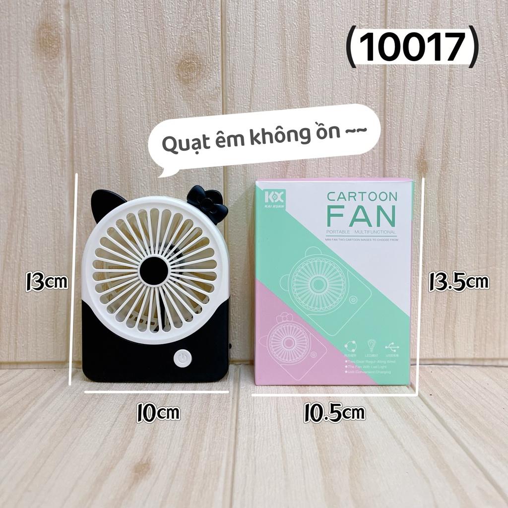 Quạt No.10017 mini cầm tay để bàn 2 tốc độ gió có đèn pin chiếu sáng