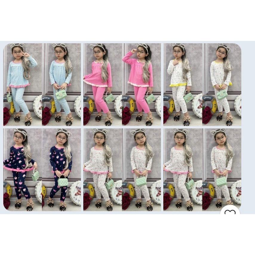 Bộ dài dáng xoè thun borip xuất xịn cho bé gái 8-22ký