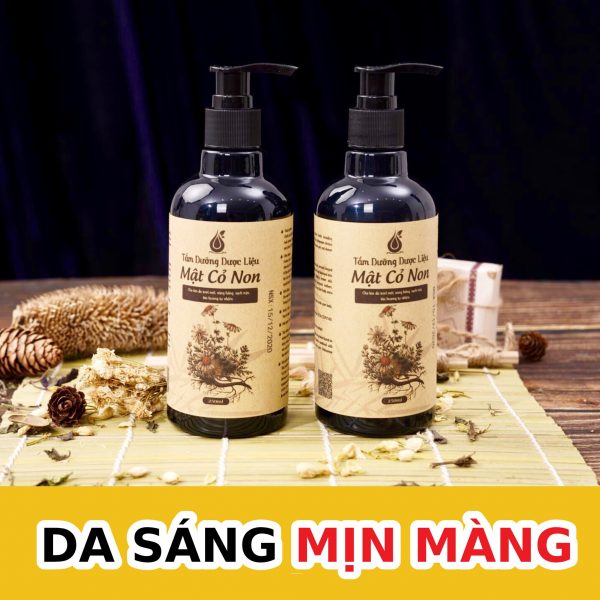 Sữa Tắm Dược Liệu MẬT CỎ NON - Sữa tắm thảo Dược Tốt Cho Phụ Nữ Mang Thai - Sau Sinh - Người Lớn Tuổi  Giúp  Dưỡng Trắng  Da  - Hết Mụn Lưng - Viêm Da  Giúp Thư Giãn  Tặng kèm Bông Tắm Cao cấp