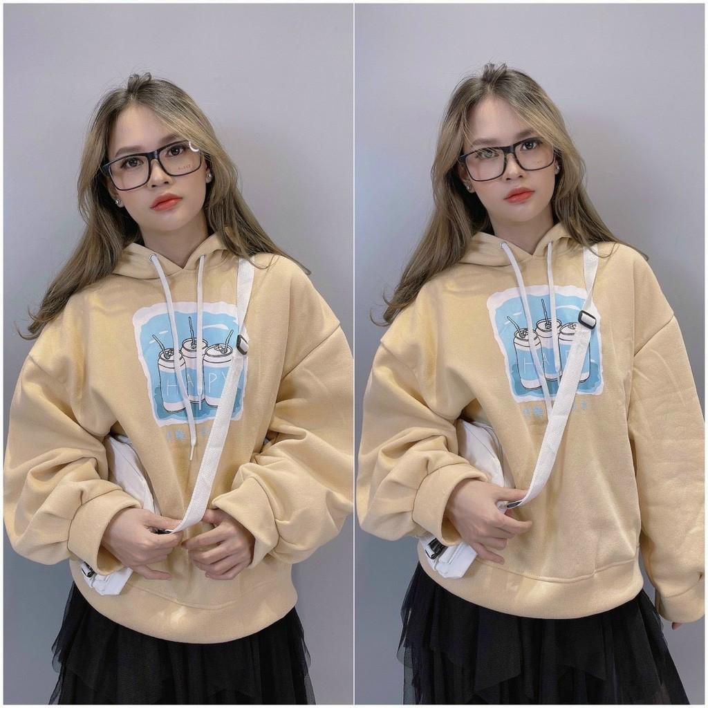 Áo Hoodie Nỉ Bông Tay Phồng in 3 LON NƯỚC Form Rộng Unisex Nam Nữ Ulzzang