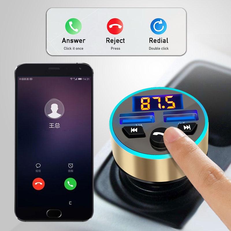 Bộ sạc trên ô tô Bộ phát Bluetooth FM Bộ nhận cuộc gọi âm thanh MP3 QC3.0 Ô tô đa năng 12V 24V