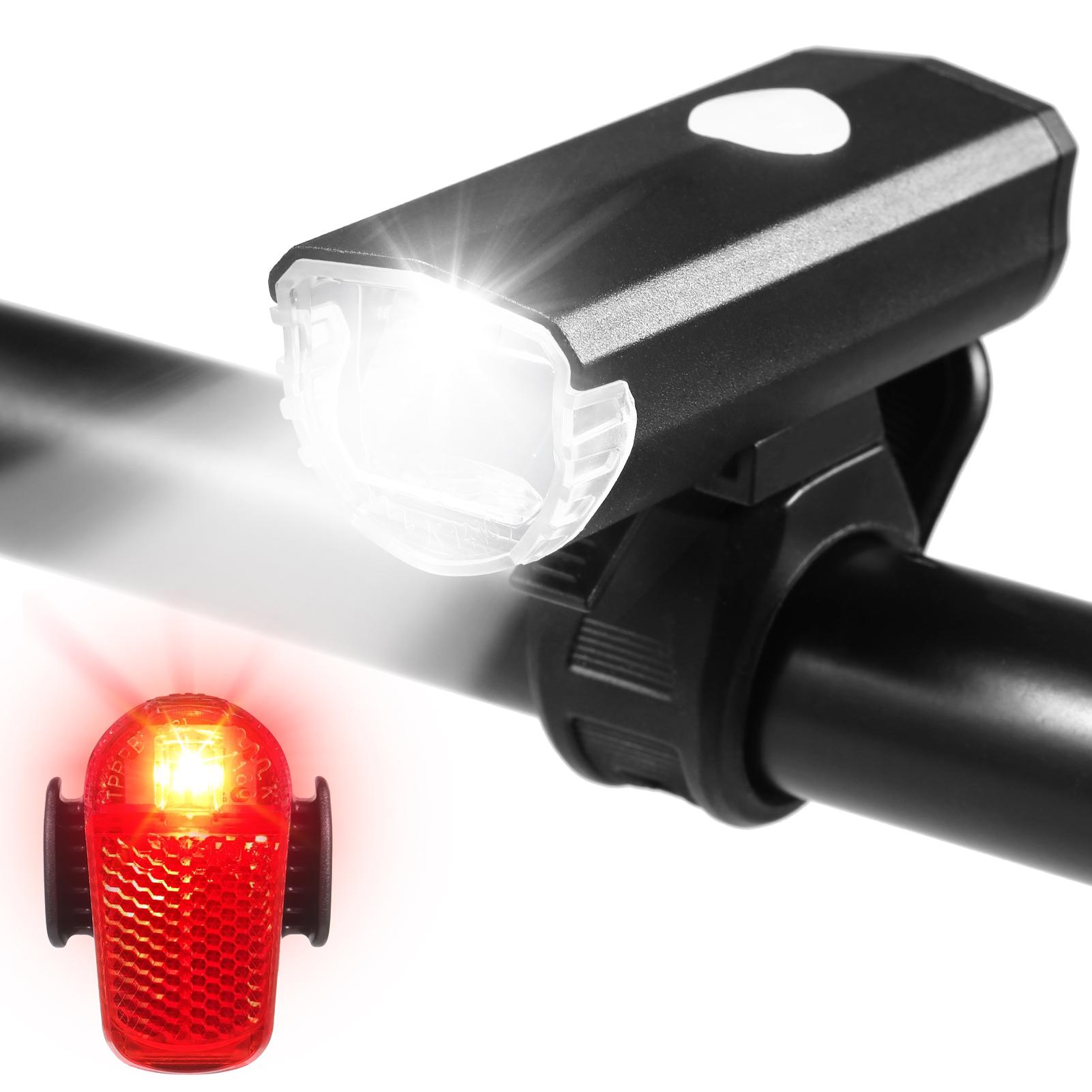 Đèn xe đạp có thể sạc lại USB đi đêm siêu sáng với đèn LED phía sau