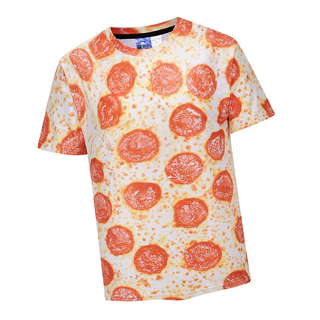 Funny Fashion T-Shirt Men's Pizza Food 3D Print Tops Short Sleeve O-neck Summer Sports Tee Shirt