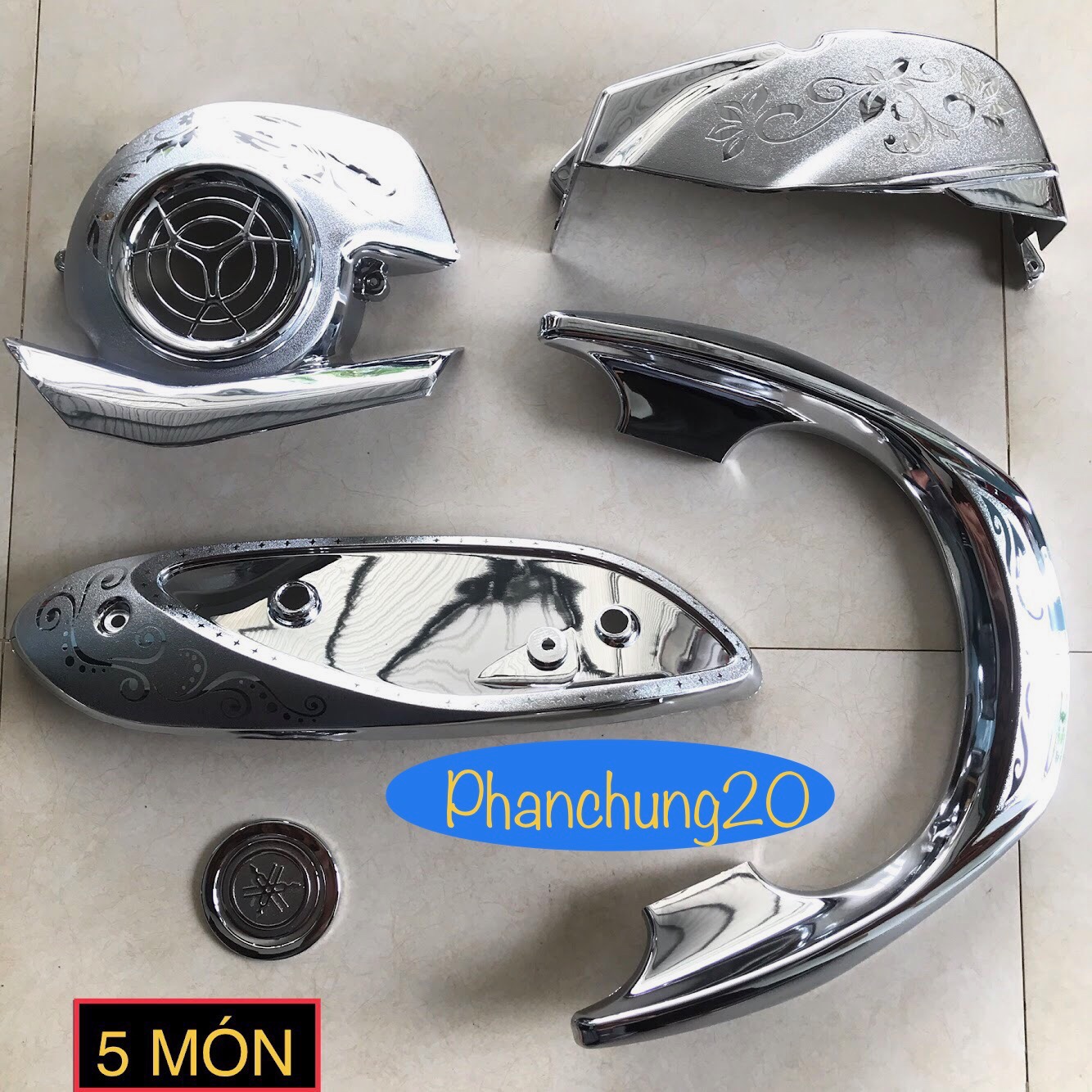 COMBO BỘ ỐP PHỤ KIỆN TRANG TRÍ DÙNG CHO ĐỜI XE YAMAHA GRANDE 2023 2024 CROM
