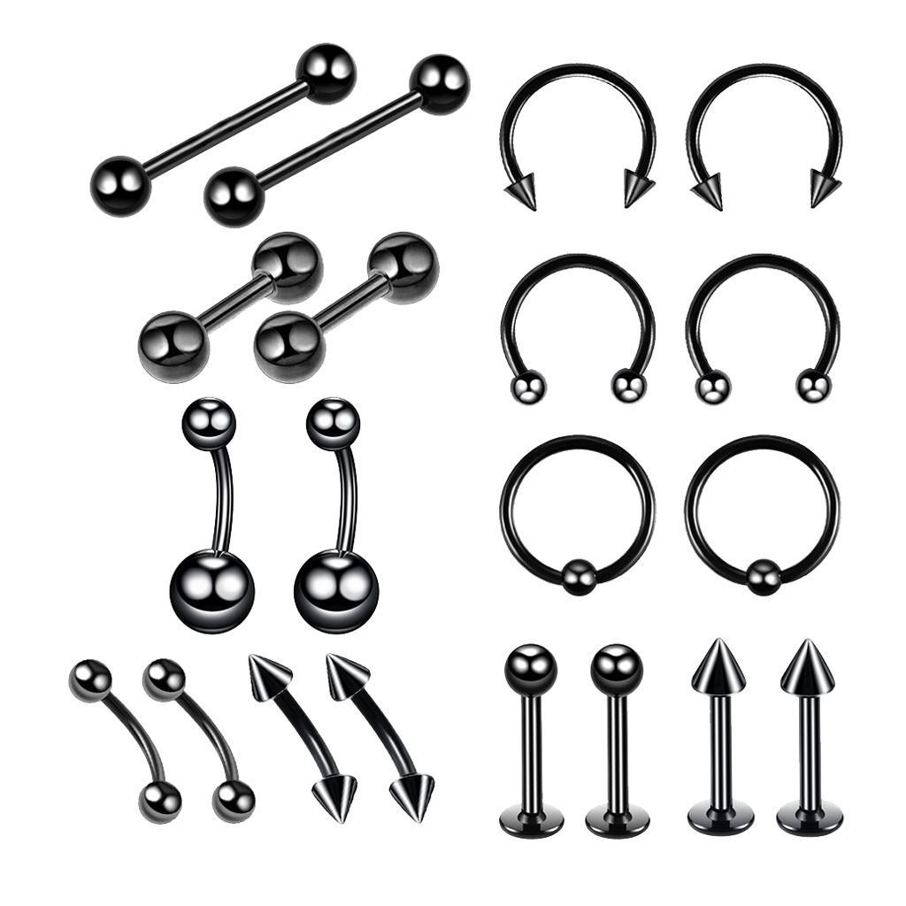 20Pcs Nose Lip  Eyebrow  Navel Belly  Piercings 6mm