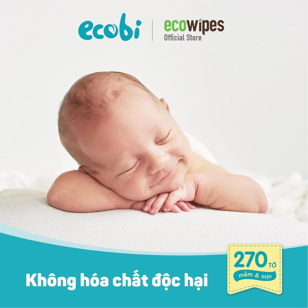 Khăn khô đa năng cho bé Ecobi túi 270 tờ dùng thay khăn sữa an toàn cho trẻ sơ sinh