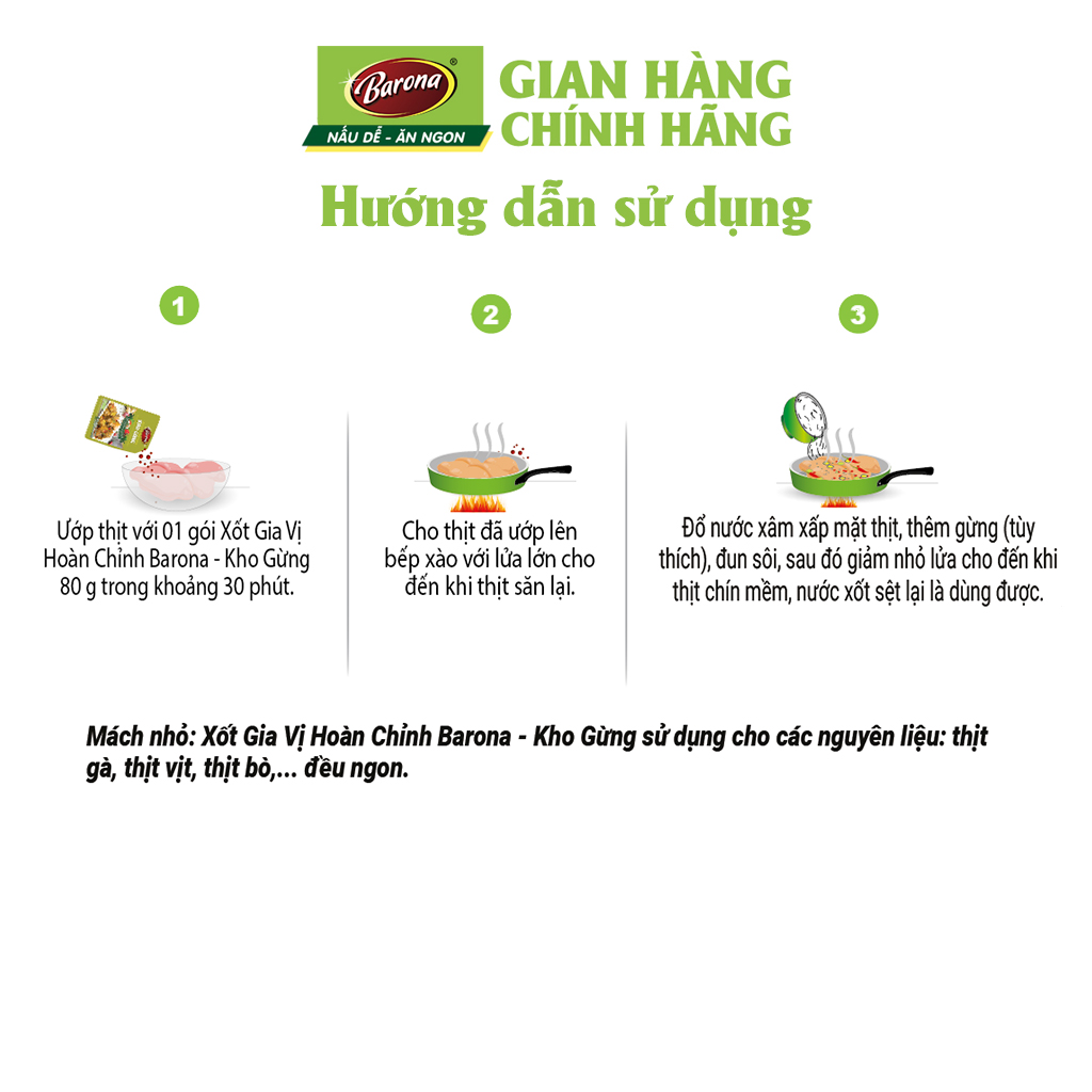 Xốt Gia Vị Hoàn Chỉnh Barona - Kho Gừng 80g