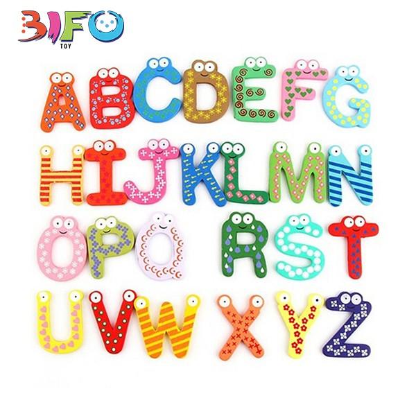 Bộ đồ chơi bằng gỗ chữ số, chữ cái tiếng Anh có nam châm cho bé vui học