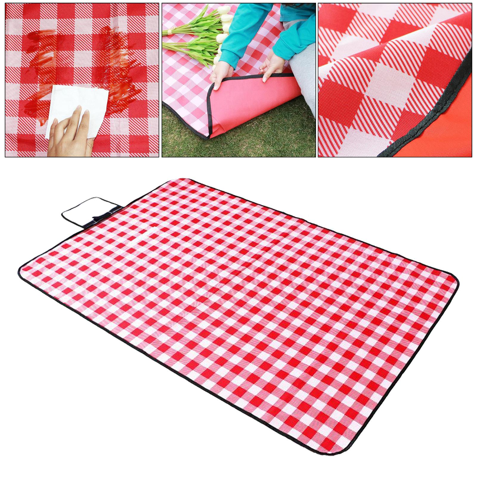 Portable Picnic Blanket with Waterproof PVC Backing, Damp-Proof Camping Beach Hiking Mat Tote Bag- Durable, Comfortable