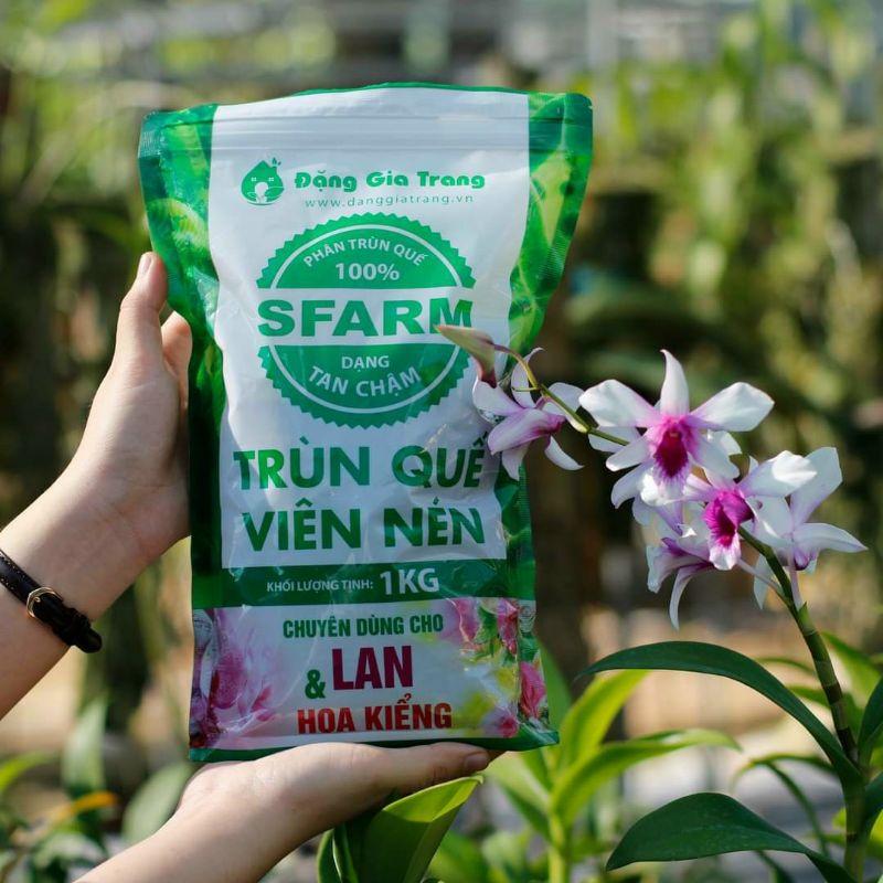 Phân trùn quế viên nén Sfarm Chuyên Dùng Cho Lan và các Loại Cây Trồng 1kg