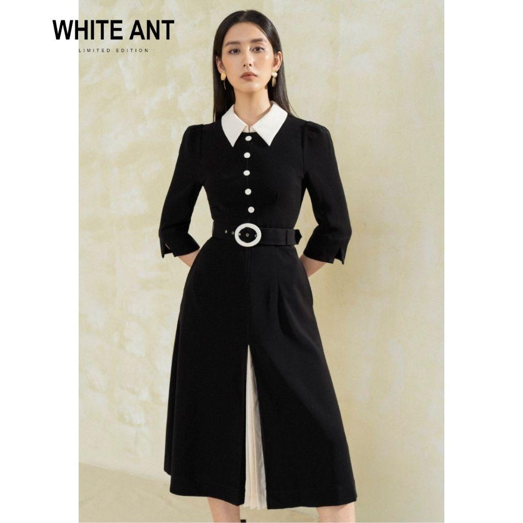 Đầm Thiết Kế Dáng Xòe Nữ WHITE ANT FRELY DRESS Tay Lửng Cổ Sơ Mi Kèm Cúc Bọc, Chất Liệu Vải Siêu Mềm Mịn 122932001