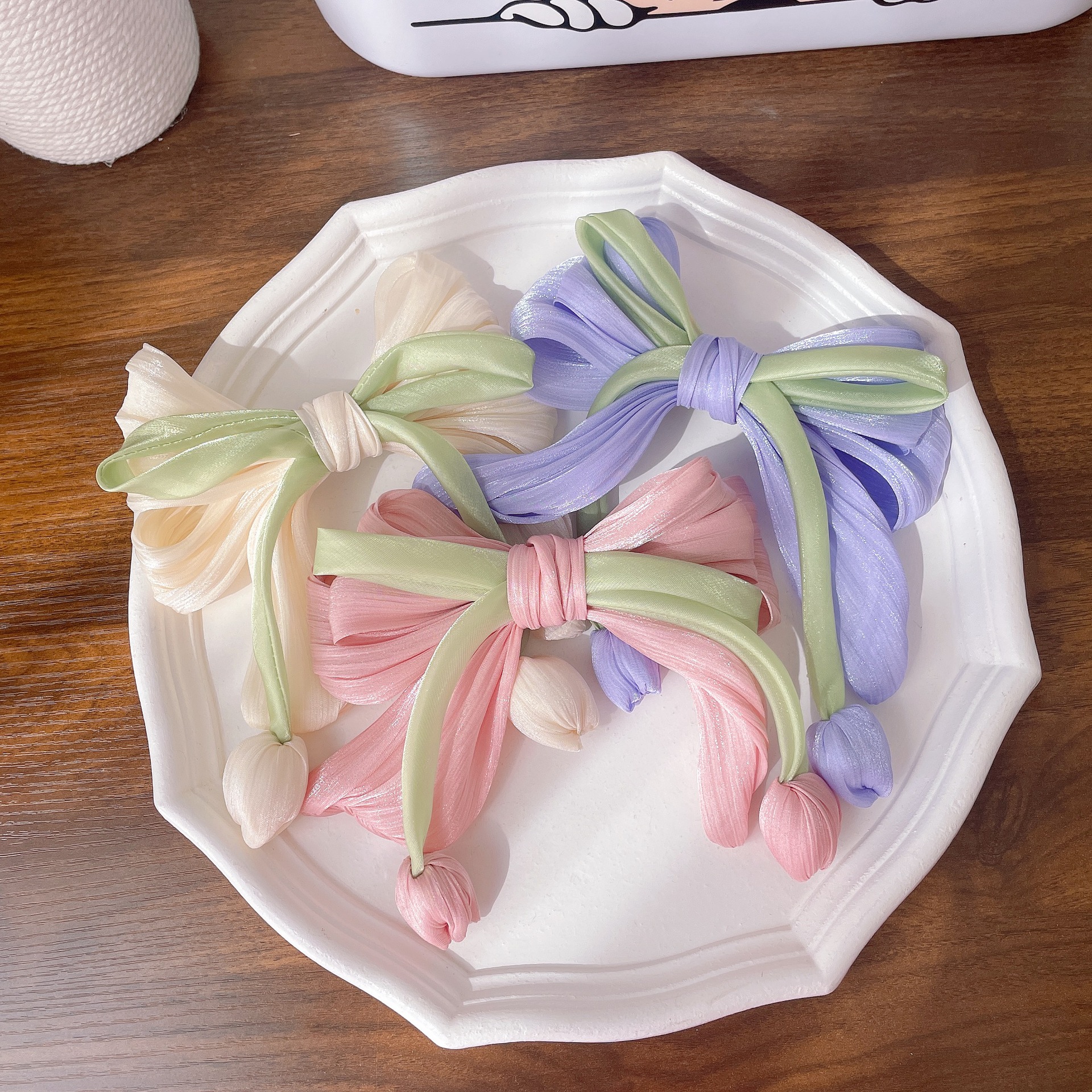 Phụ kiện dây cột tóc Ruy Băng Bông Hoa Tulip Cho Nữ Bé Gái Dễ Thương Thanh Lịch Nơ Kẹp Tóc Tinh Tế - Phụ Kiện Quà Tặng