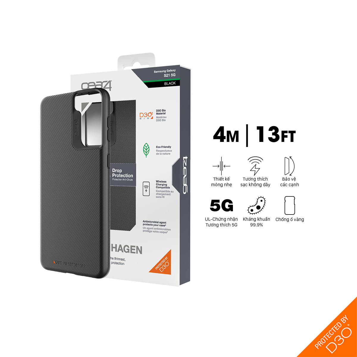 Ốp lưng chống sốc Gear4 D3O Copenhagen 4m cho Samsung Galaxy S21 Series - HÀNG CHÍNH HÃNG