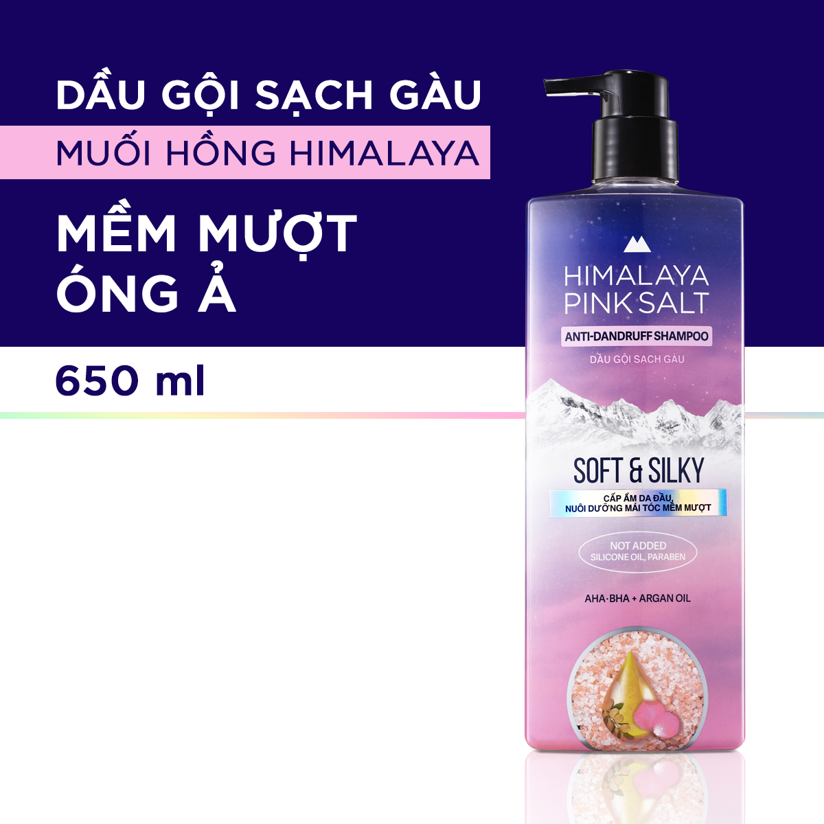 Dầu gội sạch gàu muối hồng Ngăn Ngừa Gàu, Giảm Ngứa Himalaya Pink Salt mát lạnh bạc hà 650ml