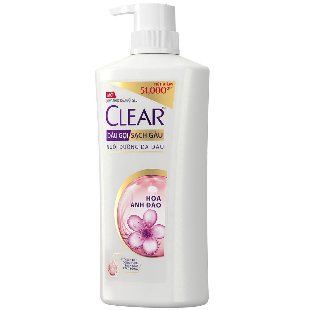 Dầu Gội Clear Sạch Gàu Dầu Gội Sạch Gàu Mát Lạnh Hoa Anh Đào Thơm Mát Suốt 24 Giờ 630G