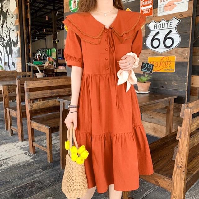 Đầm cổ viền ren 2 màu