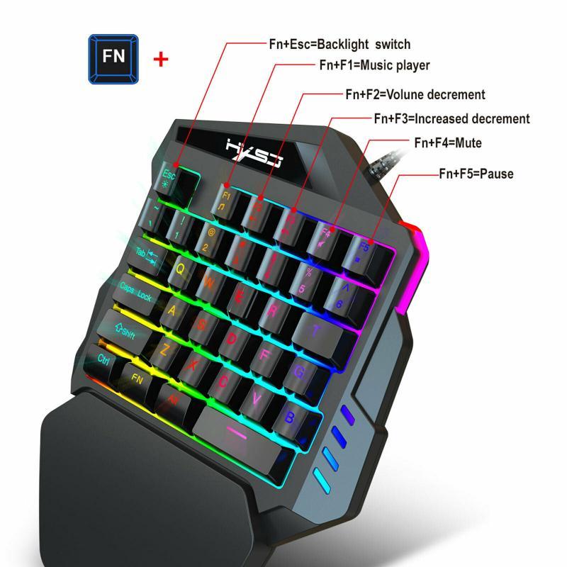 Không Khí Mini Chuột Một Tay Cơ Bàn Phím Và Chuột Chơi Game RGB Backlit Di Động Điều Khiển Chơi Game Cho Máy Tính PS4 xbox Game Thủ
