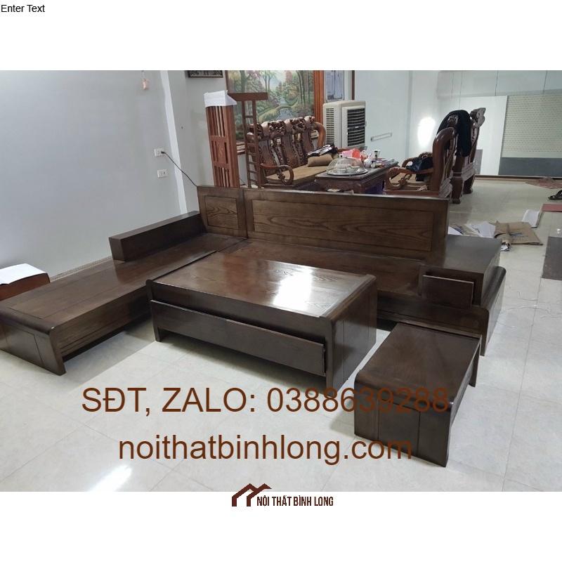 Sofa gỗ góc hiện đại màu óc chó