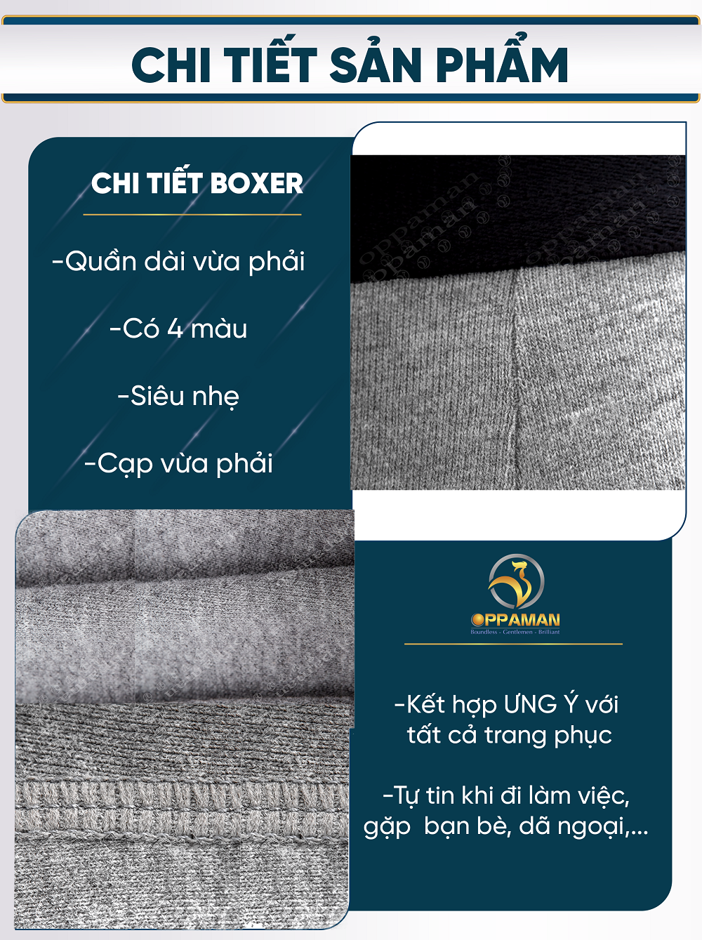 Quần lót nam Oppaman cotton thấm hút mát mẻ co giãn OX2