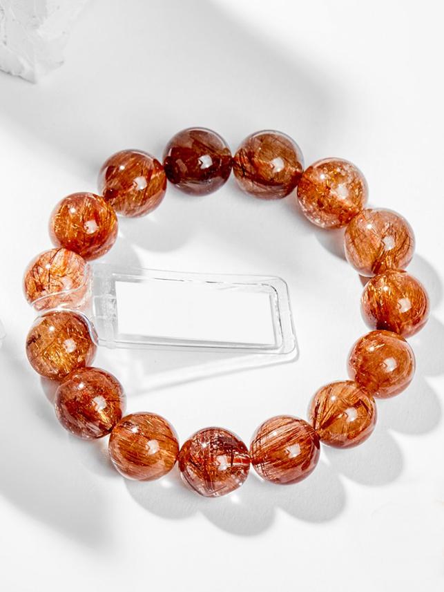 Vòng Tay Phong Thủy Nam Đá Thạch Anh Tóc Đỏ (11mm) Mệnh Hỏa, Thổ Ngọc Quý Gemstones