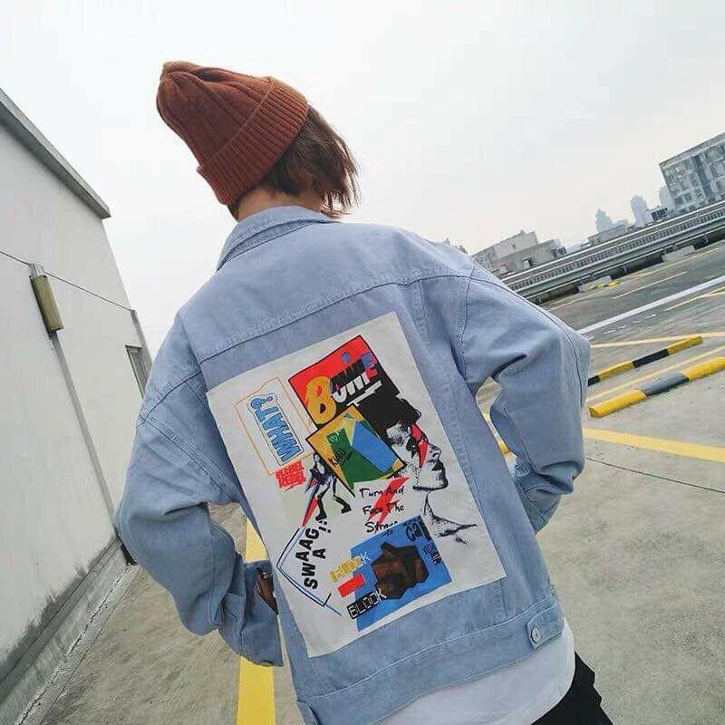 Áo khoác jeans xanh nam nữ BONI
