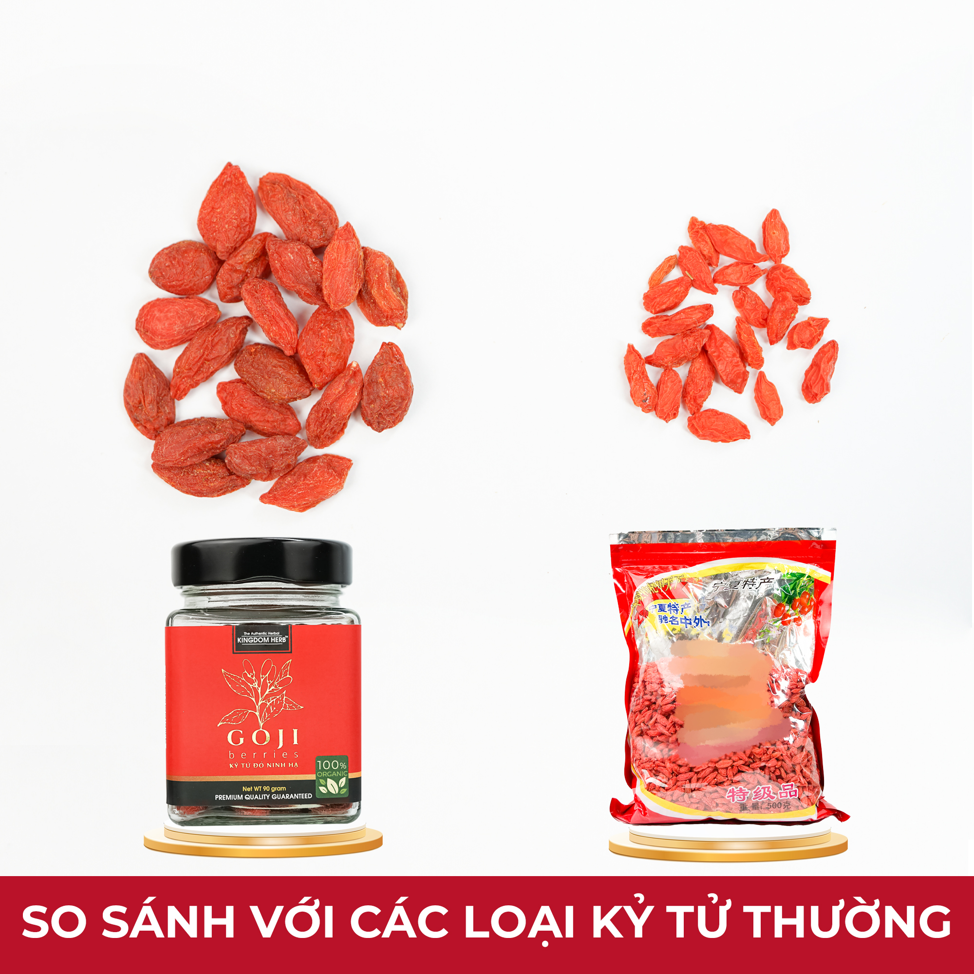 Kỷ tử organic Ninh Hạ Kingdom Herb chính hãng thượng hạng hộp 90g - KQ