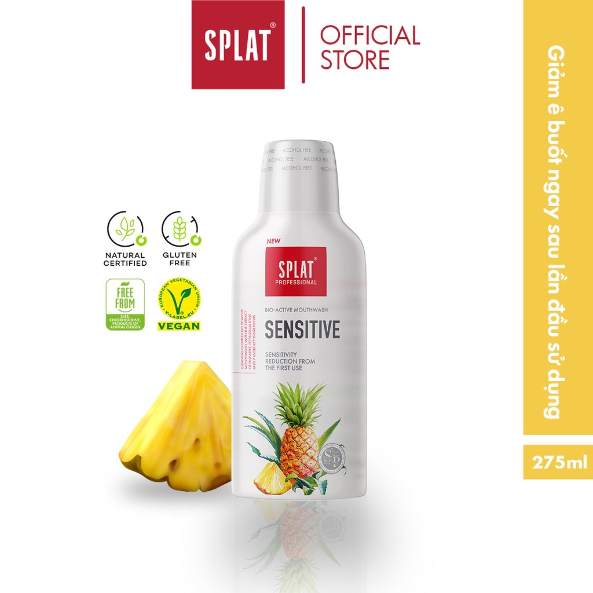 Nước Súc Miệng SPLAT Sensitive Professional series Chiết Xuất Dứa Giúp Giảm Ê Buốt Răng, Đem Lại Hơi Thở Thơm Mát 275ml