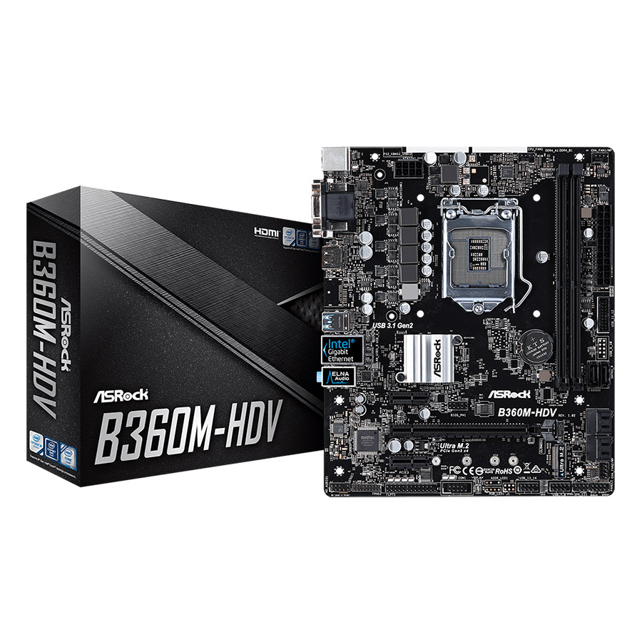 Bo Mạch Chủ Mainboard ASRock B360M HDV Socket 1151 - Hàng Chính Hãng