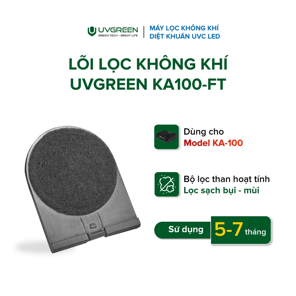 Lõi Lọc Than Hoạt Tính UVGREEN KA100FT Hàng chính hãng Dành Cho Máy Lọc Không Khí KA100- Loại Bỏ Mùi, Bụi Bẩn