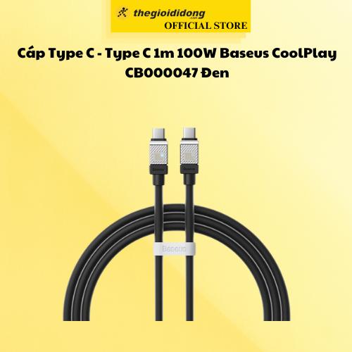 Cáp Type C - Type C 1m 100W Baseus CoolPlay CB000047 Đen - Hàng Chính Hãng