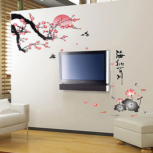 Decal Dán Tường Tranh Cành Đào Thư Pháp DH062