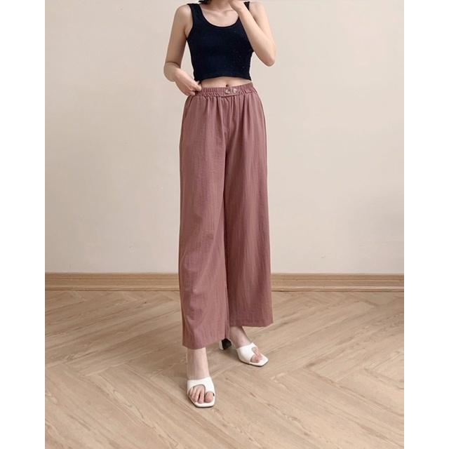 Quần suông đũi culottes nữ chun bụng 2 khuy 72q03 by germe