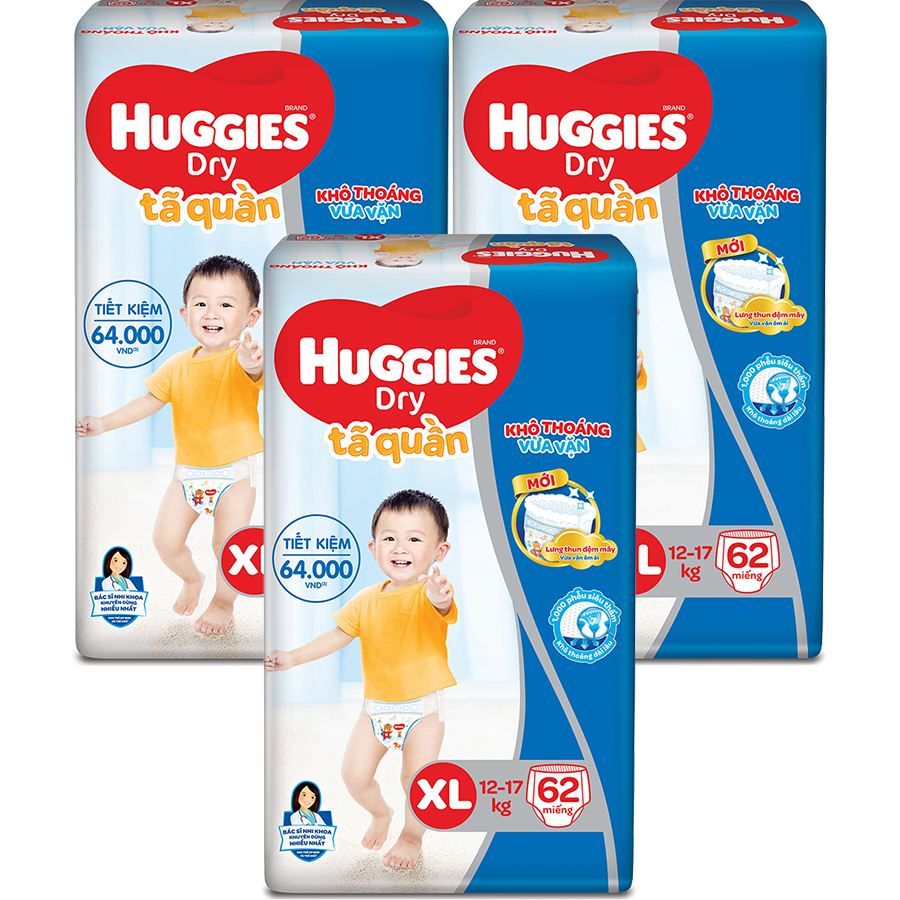 Combo 3 tã quần Huggies XL62