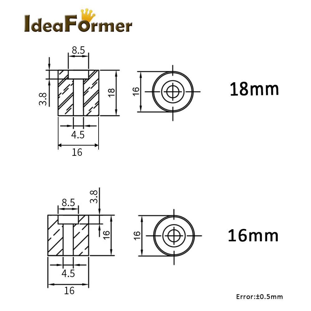 4 Heatbed Silicone San Bằng Cột Gắn Chiều Cao 16/18 Mm Đệm Silicon Chịu Nhiệt Cho CR-10/Ender 3 Series 3D Máy In