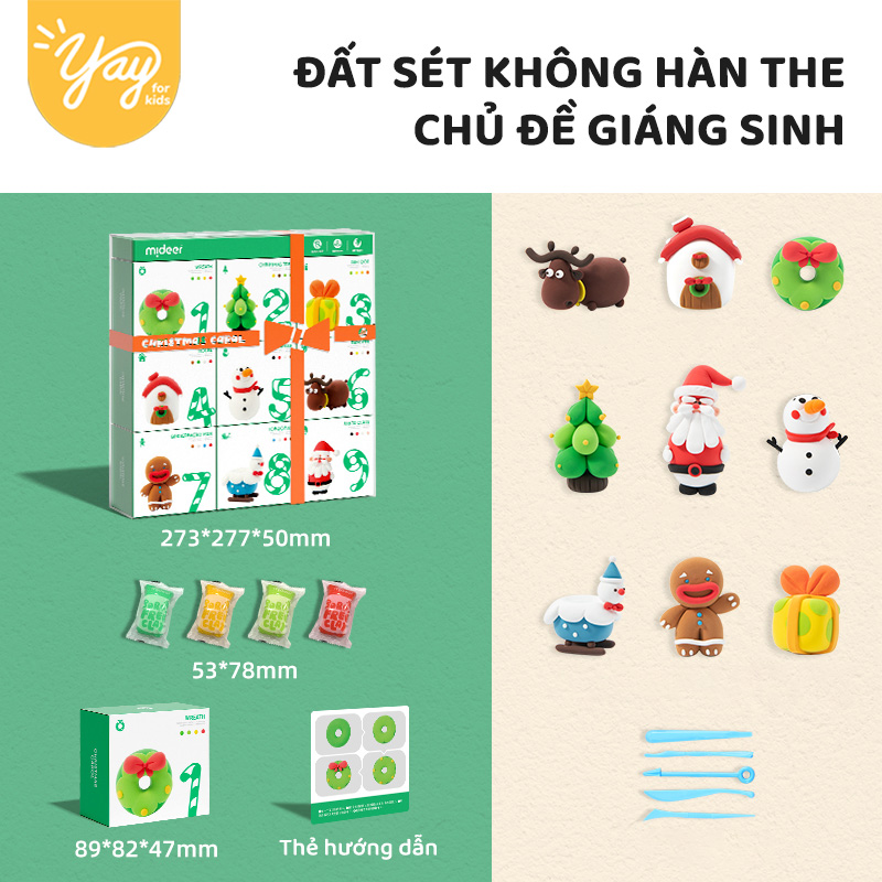 Đất Sét Không Hàn The Chủ đề Giáng Sinh Cho bé 3+ - Mideer