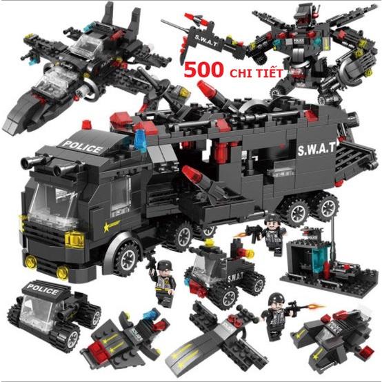 (500 720 750 820+ CHI TIẾT - HÀNG LOẠI 1) BỘ ĐỒ CHƠI XẾP HÌNH LEGO CẢNH SÁT, Lắp Ghép OTO, ROBOT, THUYỀN, TRỰC THĂNG