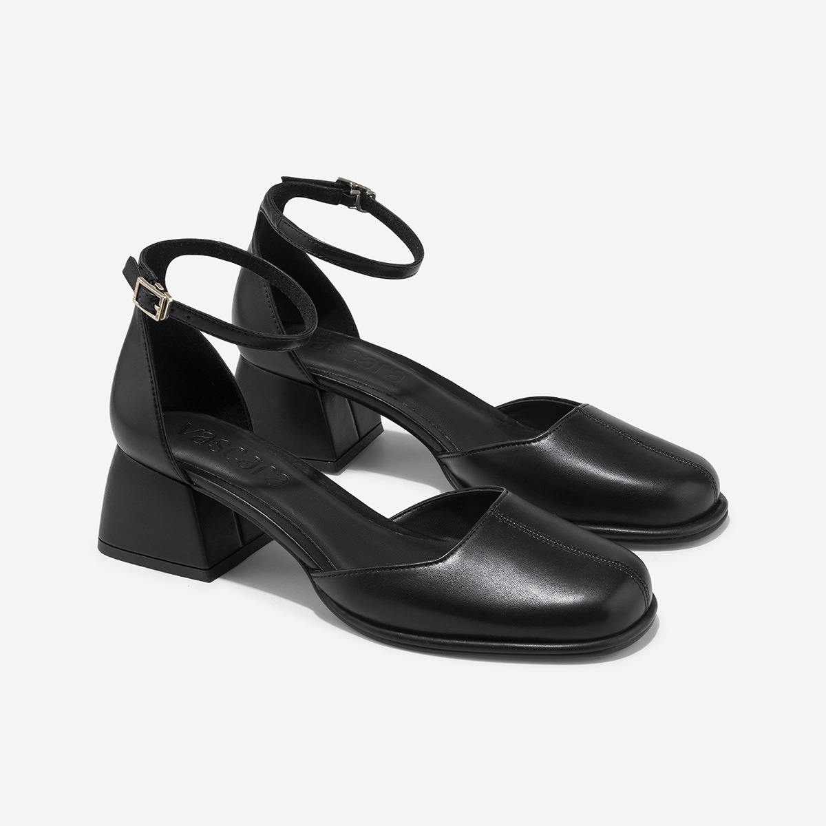 Vascara Giày Bít Mũi Tròn Block Heel Ankle Strap - BMN 0703