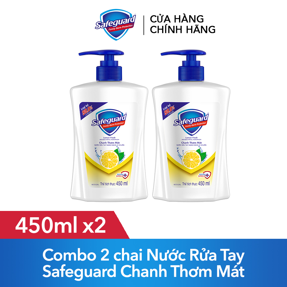 Combo 2 Chai Nước Rửa Tay SAFEGUARD Lemon Fresh Chanh Thơm Mát 450ml