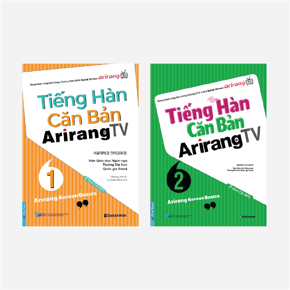 Sách Combo Tiếng Hàn Căn Bản Arirang TV Tập 1+2 - First News