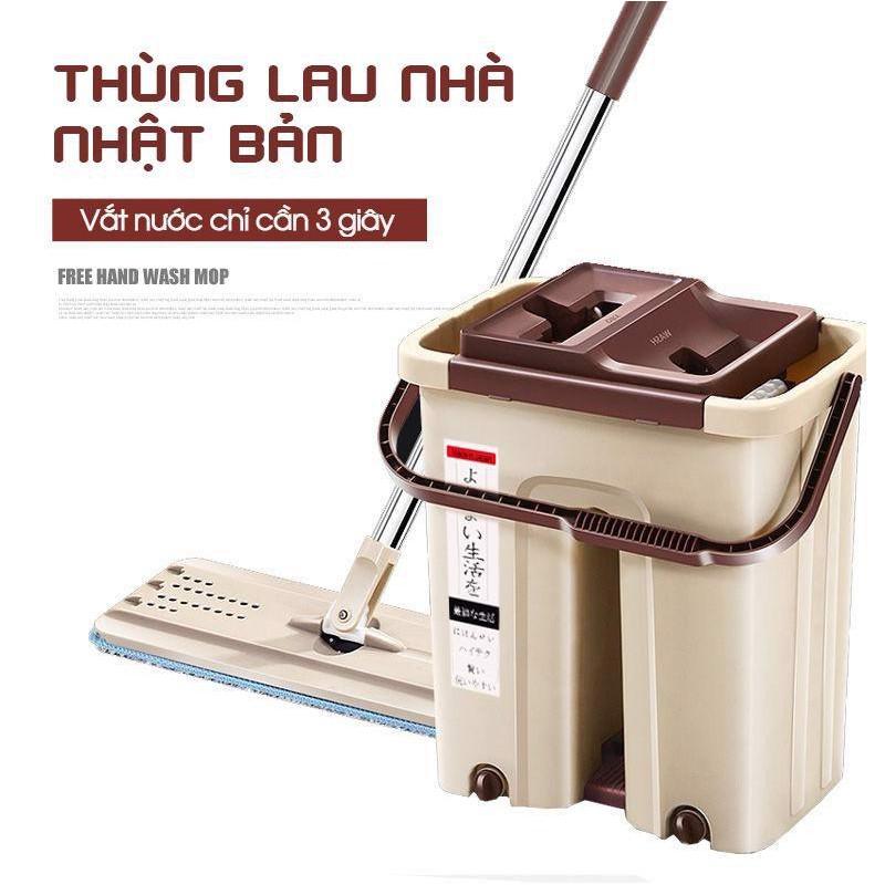 Bộ lau nhà 360 độ 2 ngăn, cỡ to nhất - miếng lau siêu thấm hút