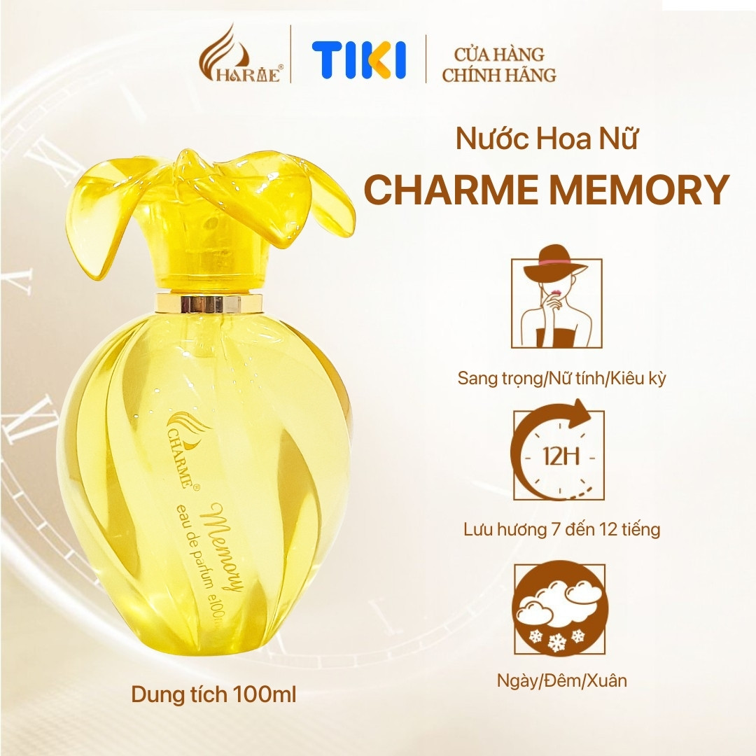 Nước hoa nữ thơm lâu, Charme Memory 100ml, mùi hương hoa hồng Bulgaria, nồng nàn kiêu kỳ, dành cho nữ giới