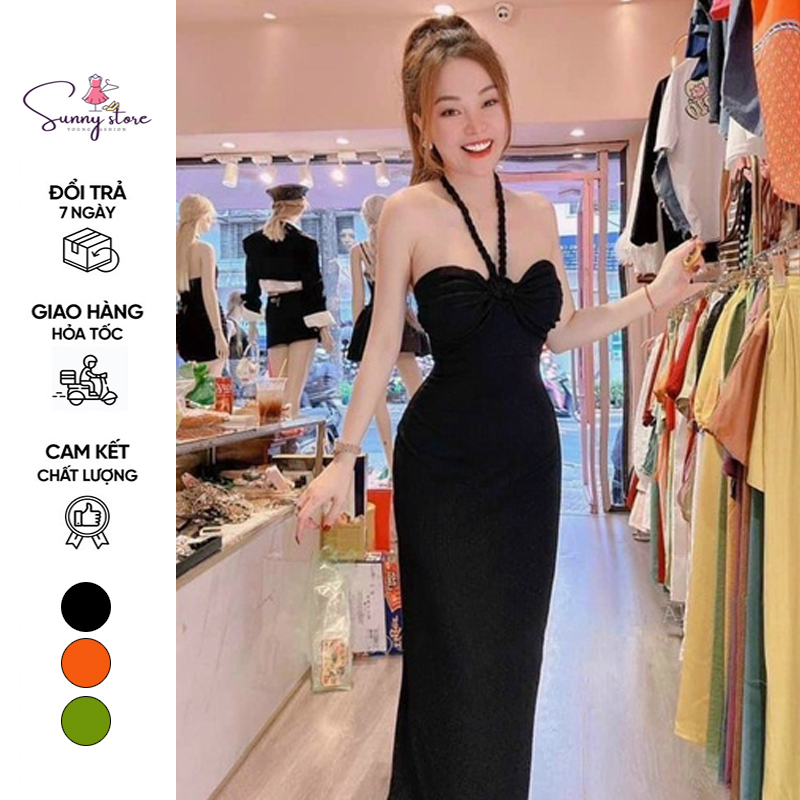 Đầm Body Yếm Dây Cột Cổ Dáng Dài