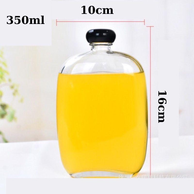Chai dẹp bầu nắp đen các kích thước 250 350 500ml