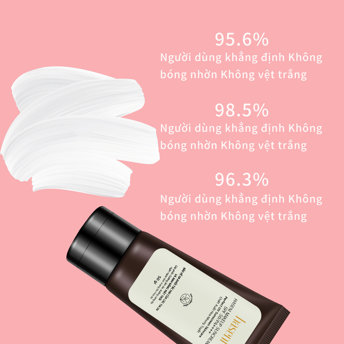 Kem chống nắng Makeup Haseni SPF 50/PA++++50g, nâng tone dưỡng trắng