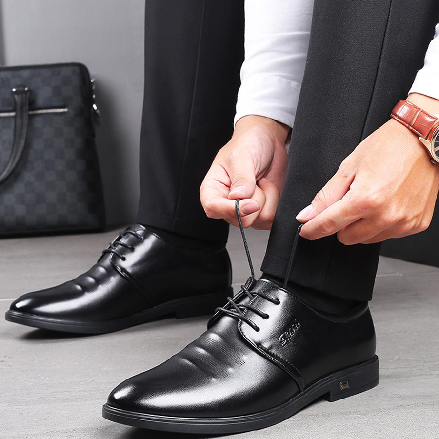 Giày Tây Mũi Nhọn Thiết Kế Buộc Dây Kiểu Hàn Quốc Cho Nam - Tùy Chọn Size & Màu Sắc