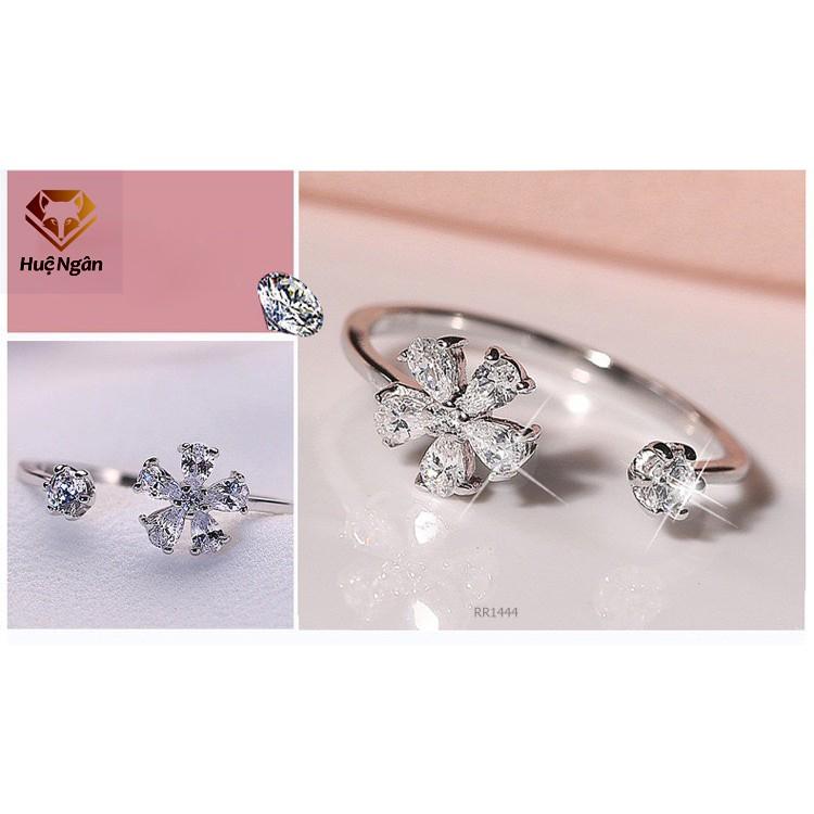 Nhẫn bạc Ý 925 Huệ Ngân - Hoa đá free size RR1444